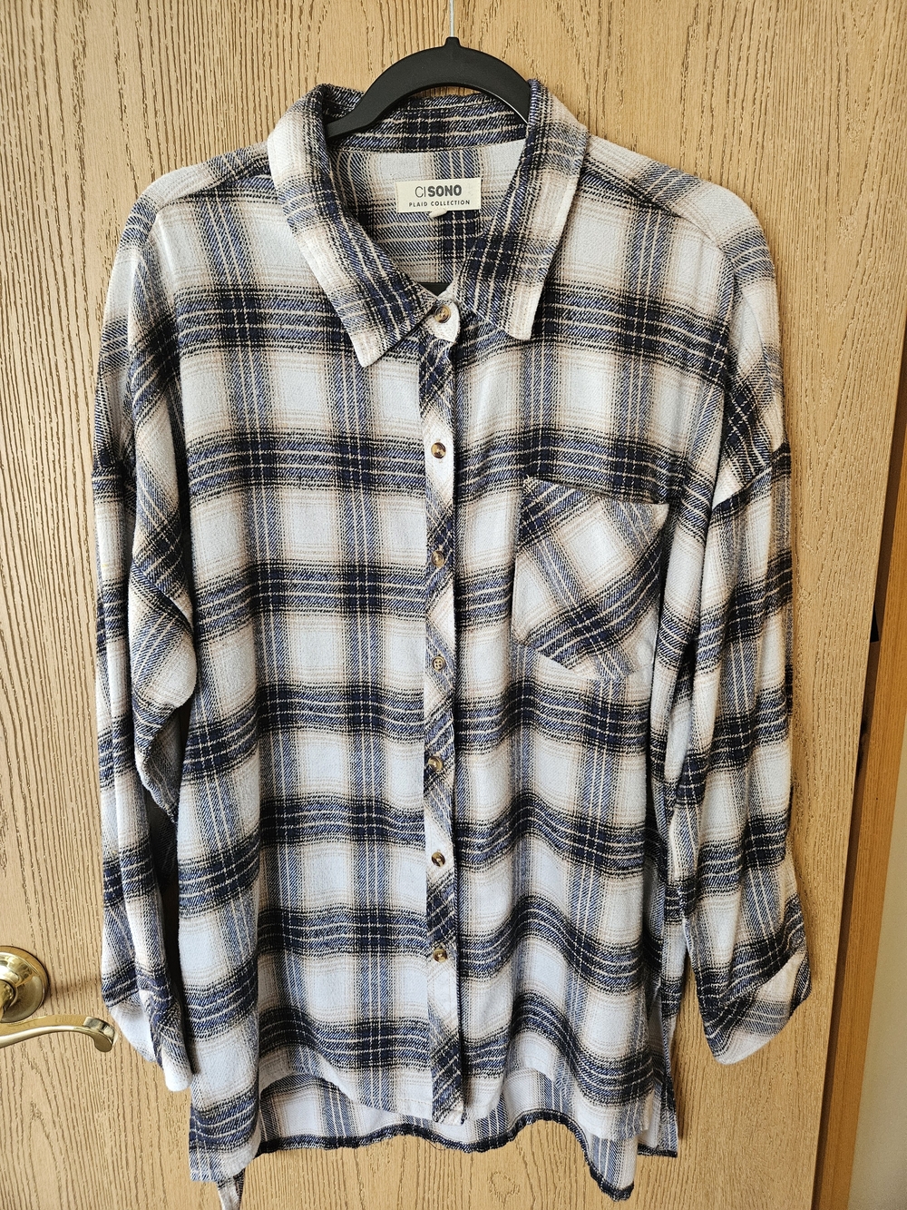 Ci Sono Blue & White Plaid Button-Down Shirt